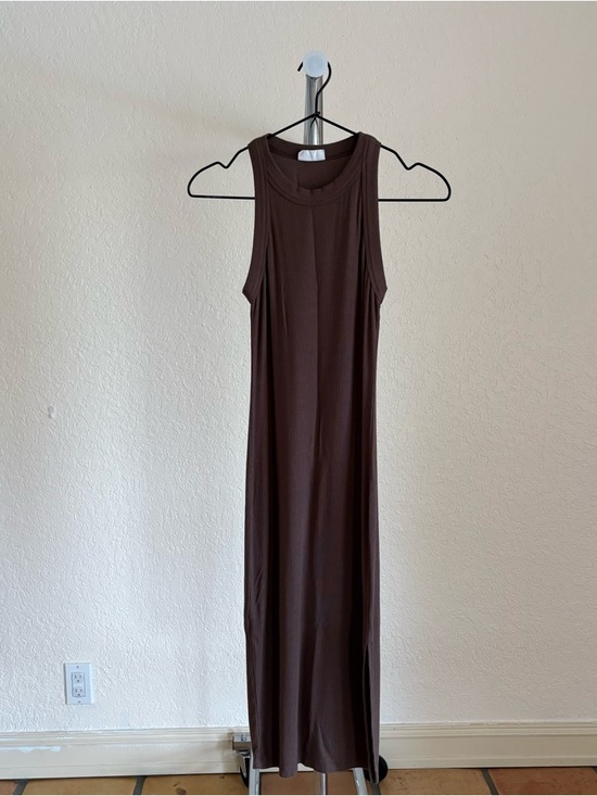 Clyque Dresses & Skirts - Sleeveless Ribbed Maxi Dress in Dark Brown